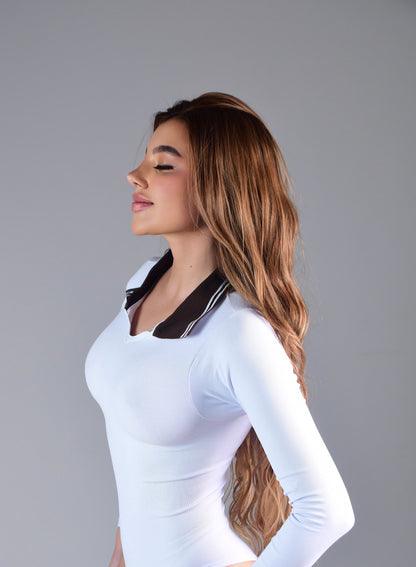 BODY MANGA LARGA CUELLO ESTILO POLO