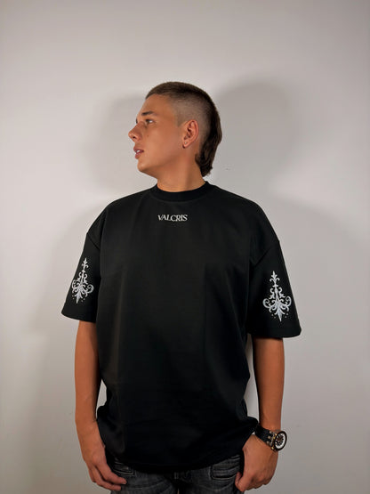 Camiseta Negra Estampado Azul en Espalda – Hombre VALCRIS